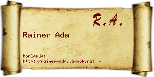 Rainer Ada névjegykártya
